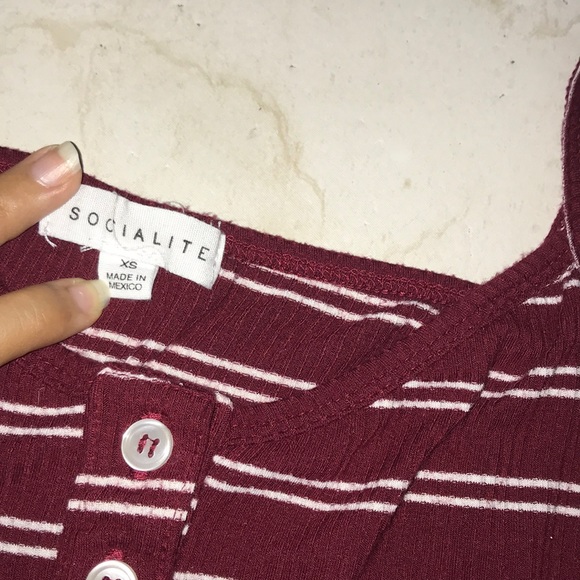 Maroon & white striped tank from Tillys (used) - Picture 3 of 4